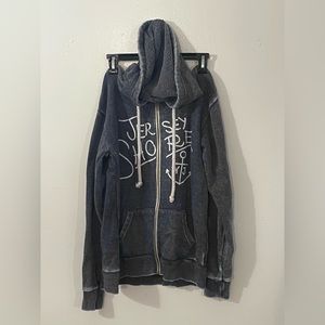 denim-style "jersey shore" zip-up hoodie